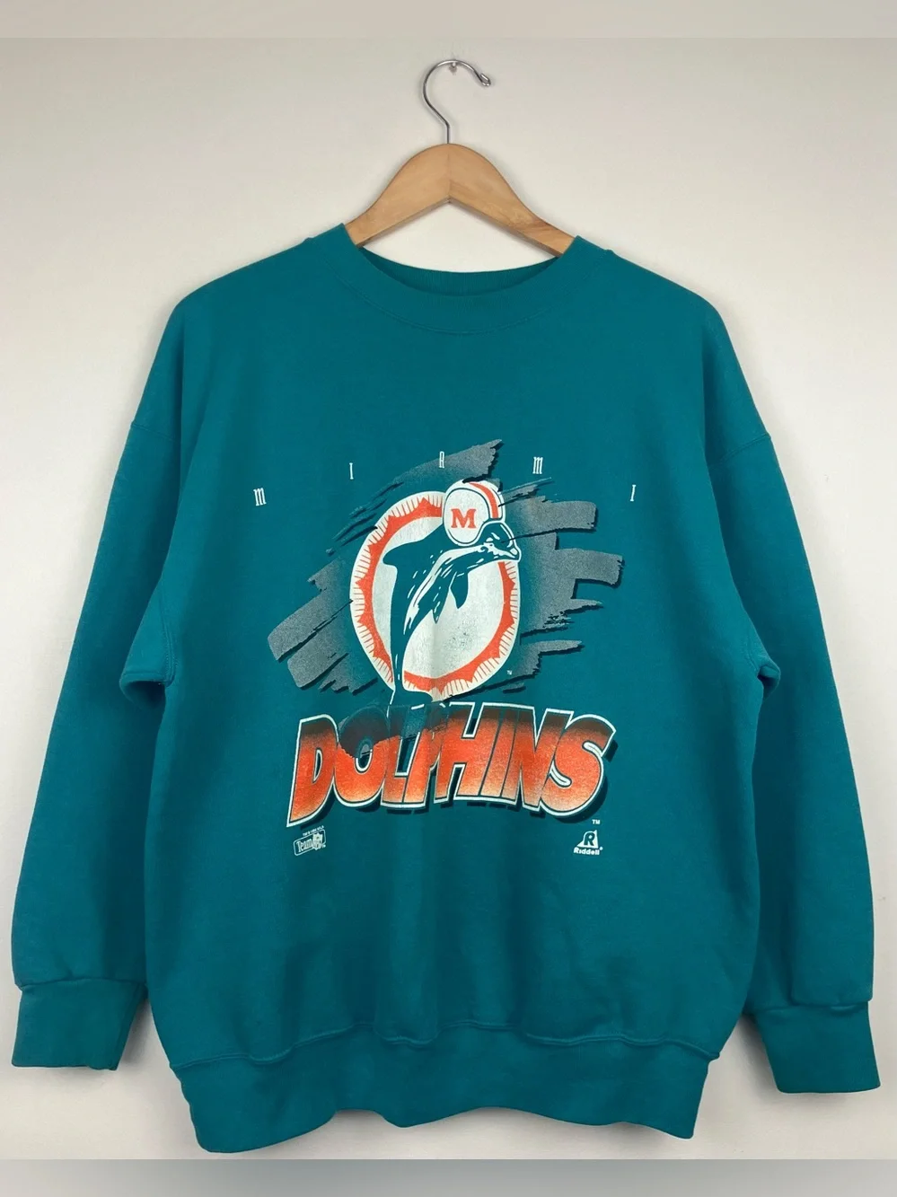 Vintage 90’s Riddell Miami Dolphins Teal Graphic Crewneck